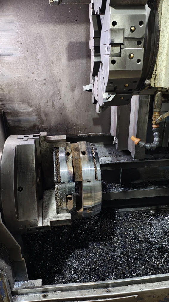 Engineer inspecting turbine rotor journal bearing — precision measurement